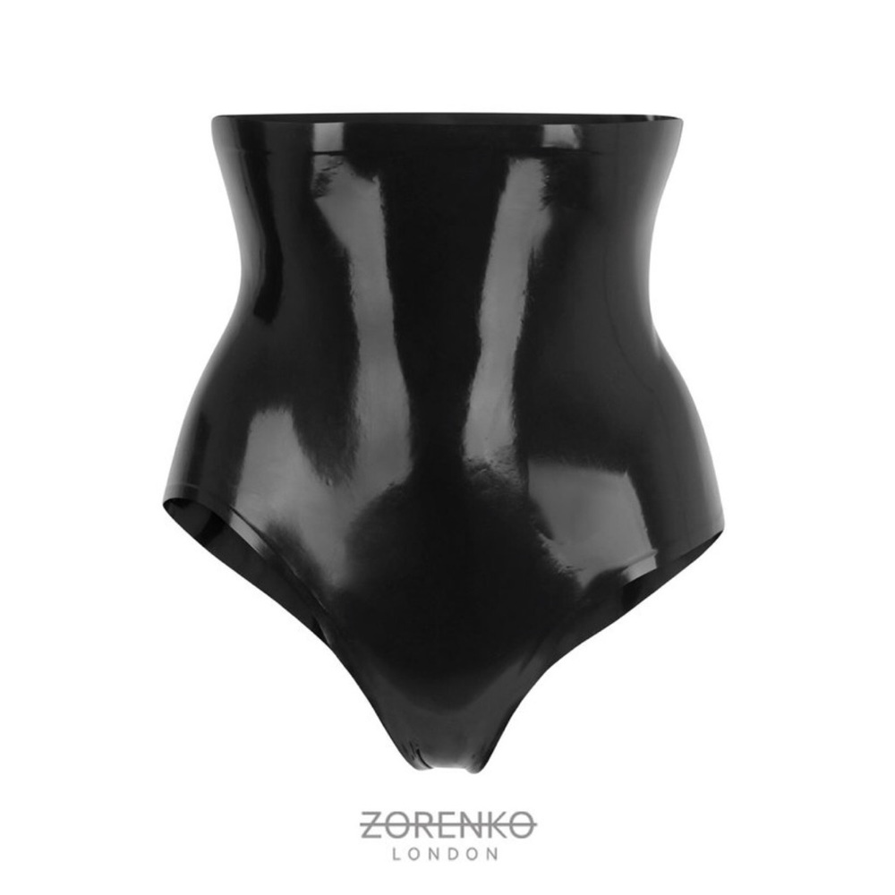 Latex Lace Up High Waisted Corset Briefs